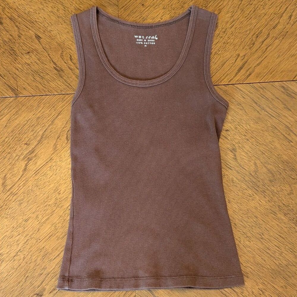 Y2K Wet Seal Brown Ribbed Cotton Tank Tip Size Juniors Medium